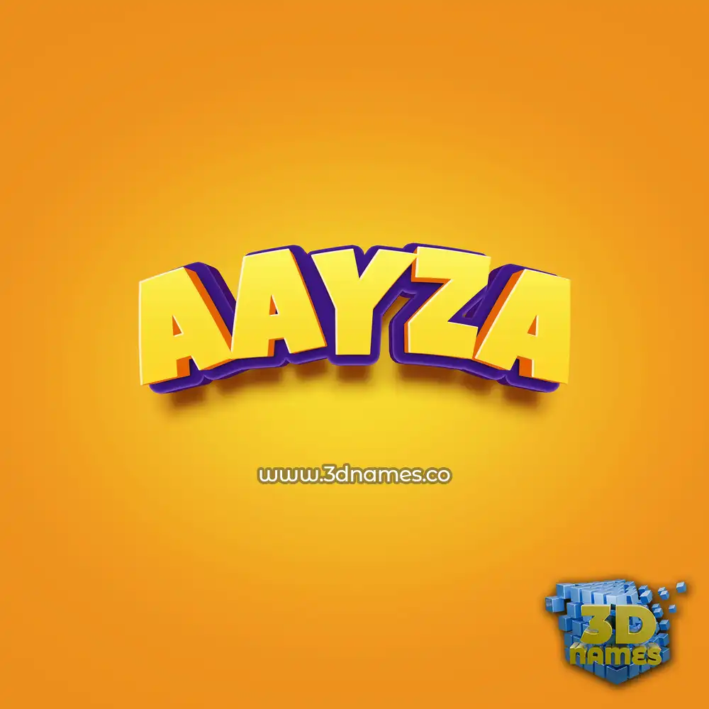 aayza in Orange Toon style - 3D name wallpaper