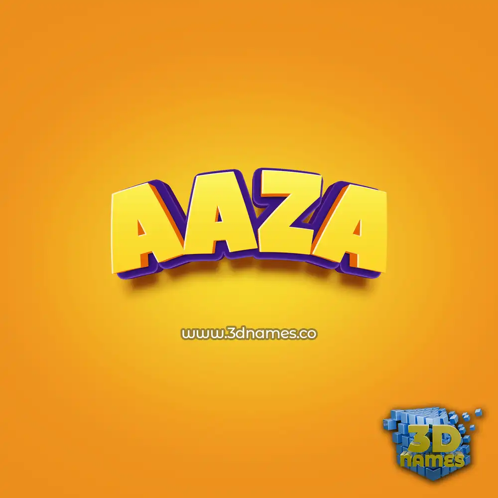 aaza in Orange Toon style - 3D name wallpaper
