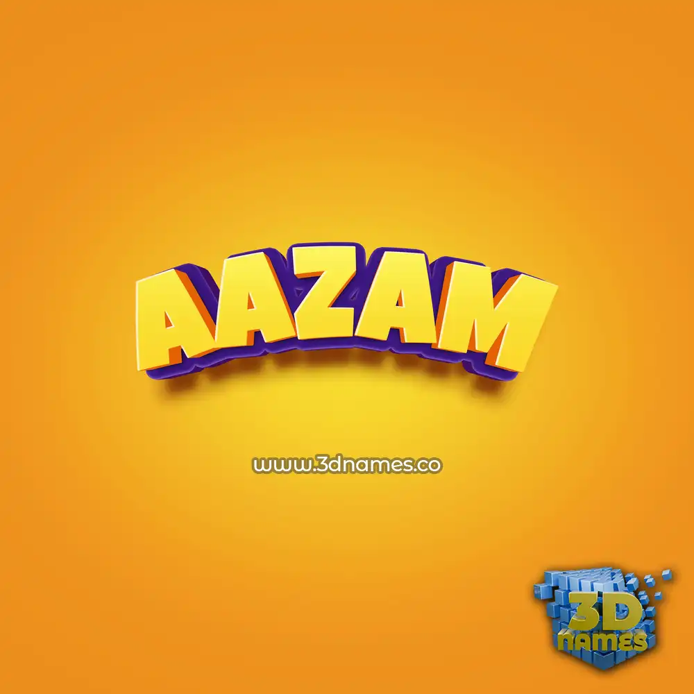 aazam in Orange Toon style - 3D name wallpaper
