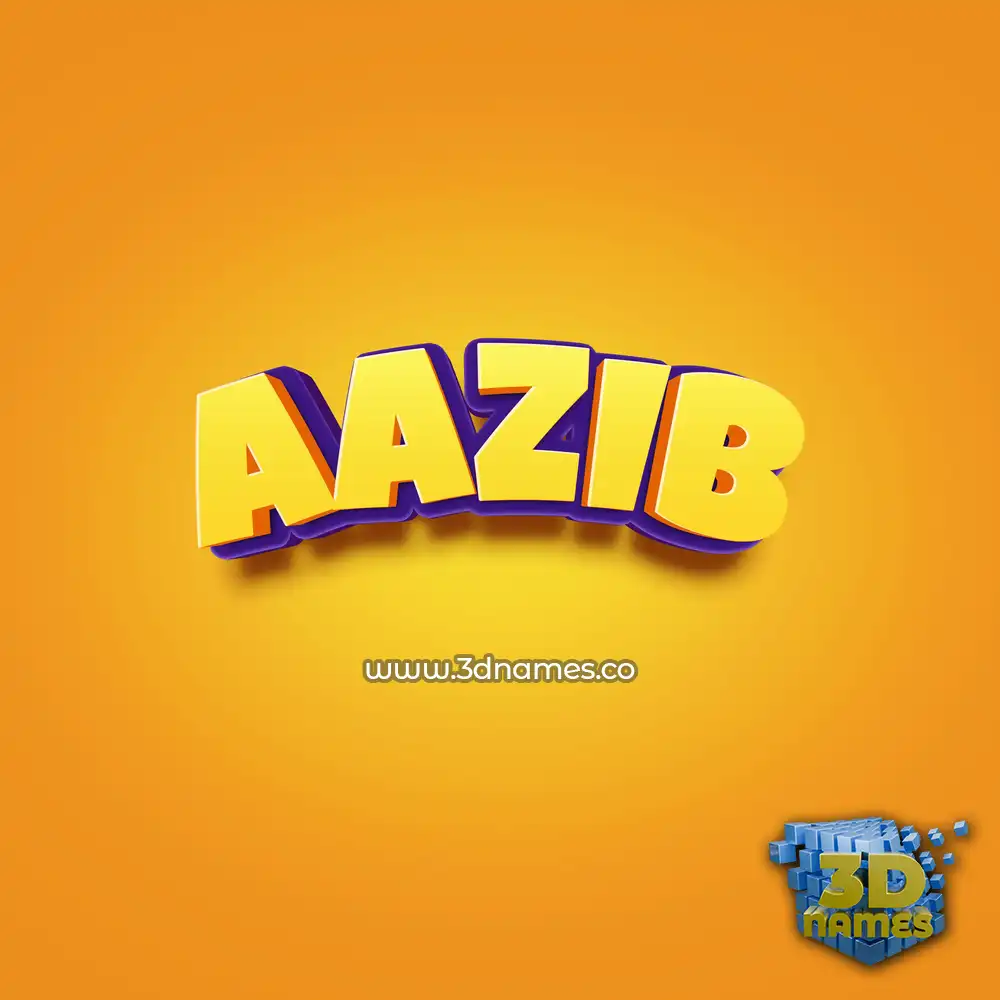 aazib in Orange Toon style - 3D name wallpaper