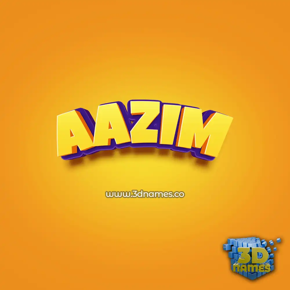 aazim in Orange Toon style - 3D name wallpaper
