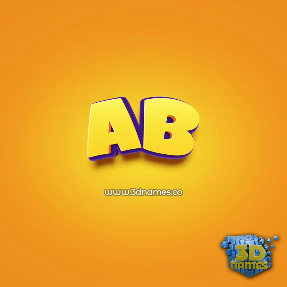 ab in Orange Toon style - 3D name wallpaper