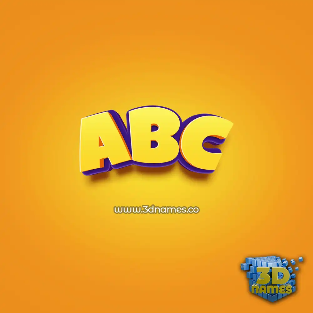 abc in Orange Toon style - 3D name wallpaper