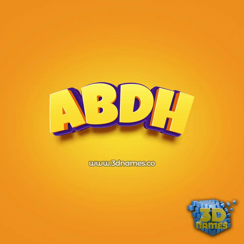 abdh in Orange Toon style - 3D name wallpaper