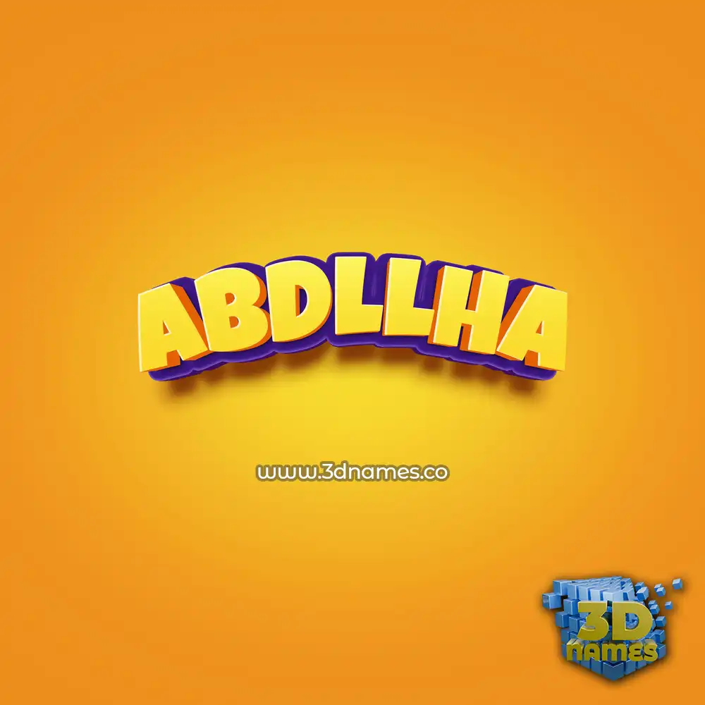 abdllha in Orange Toon style - 3D name wallpaper