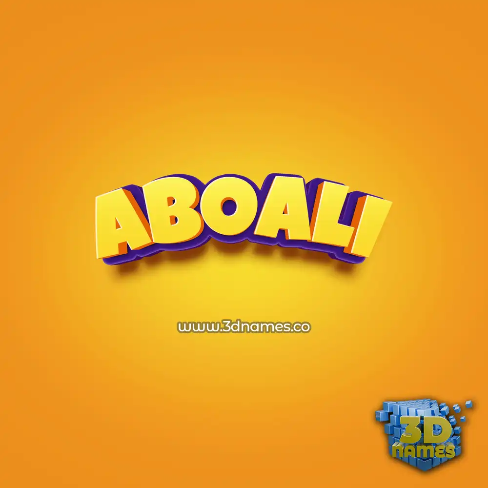 aboali in Orange Toon style - 3D name wallpaper
