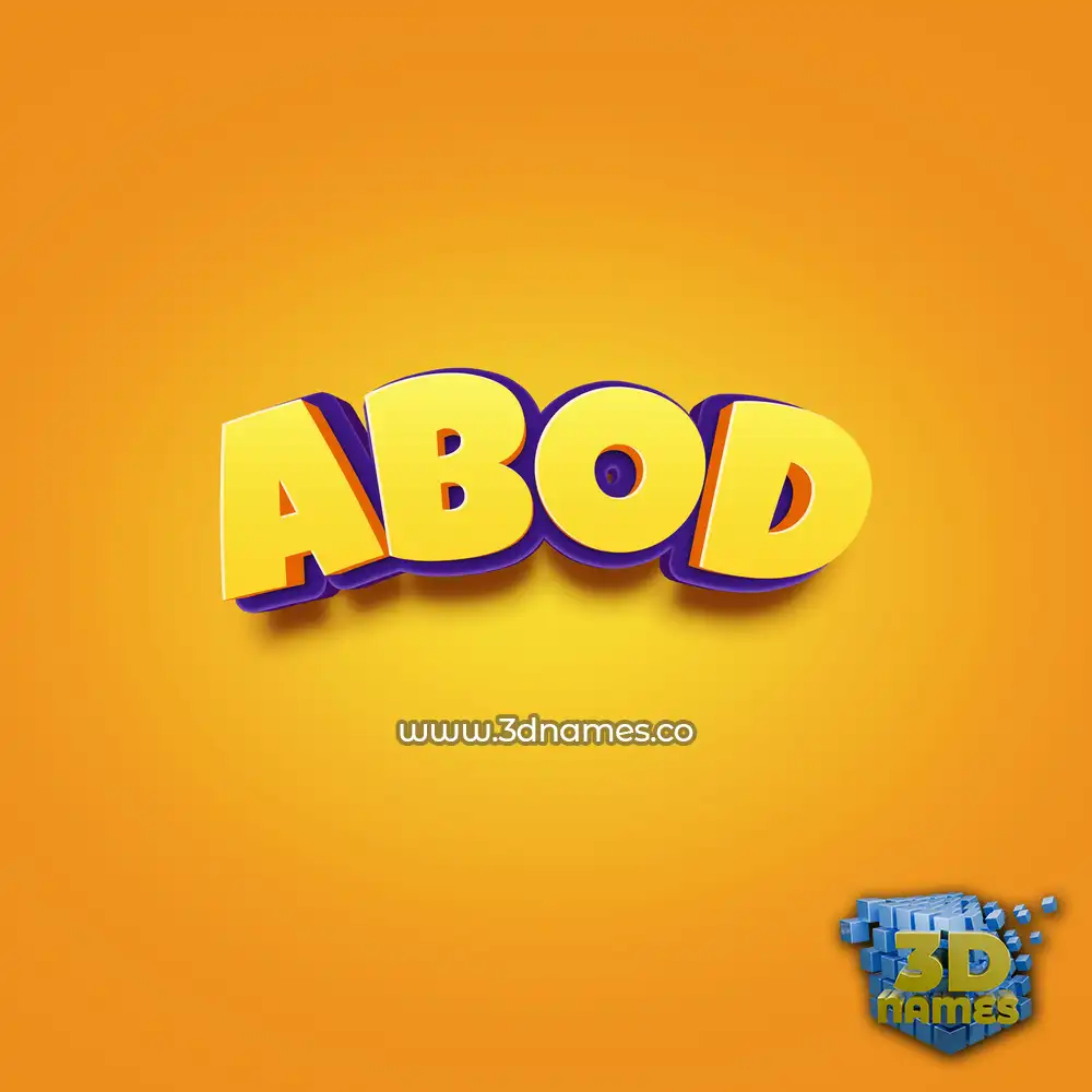 abod in Orange Toon style - 3D name wallpaper