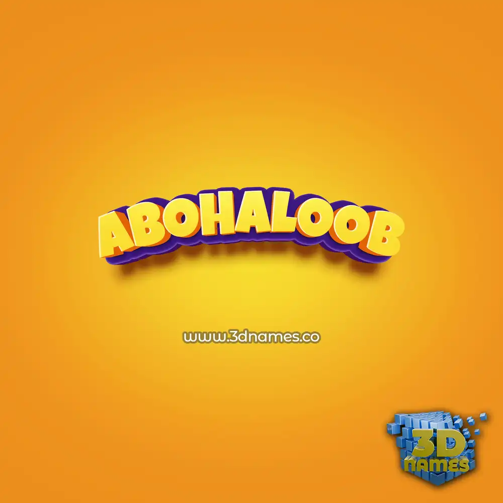 abohaloob in Orange Toon style - 3D name wallpaper
