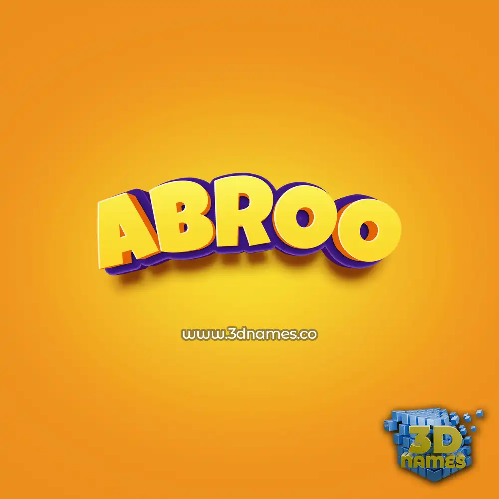 abroo in Orange Toon style - 3D name wallpaper