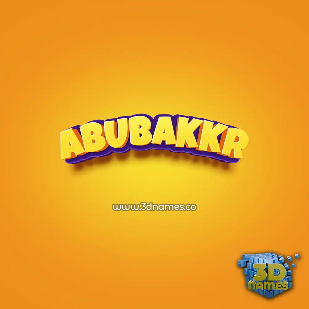 abubakkr in Orange Toon style - 3D name wallpaper