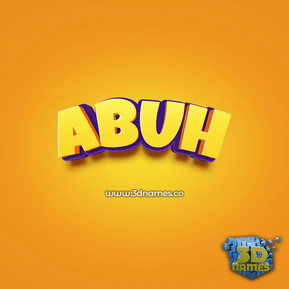 abuh in Orange Toon style - 3D name wallpaper