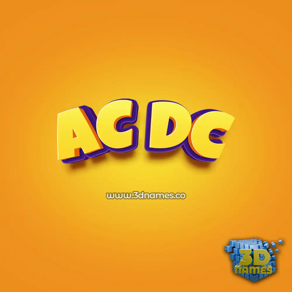 ac dc in Orange Toon style - 3D name wallpaper