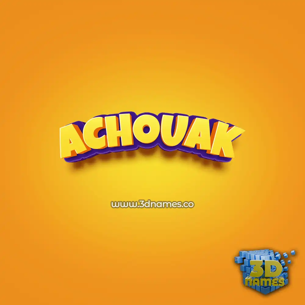achouak in Orange Toon style - 3D name wallpaper