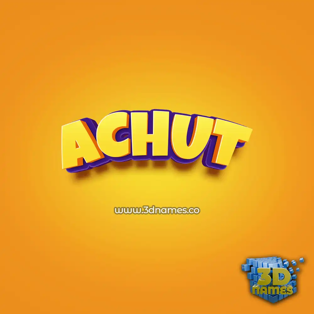 achut in Orange Toon style - 3D name wallpaper