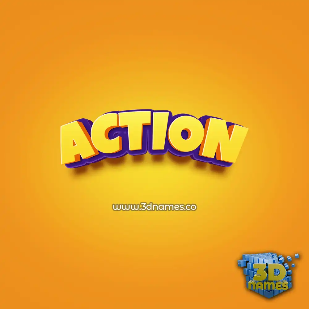 action in Orange Toon style - 3D name wallpaper