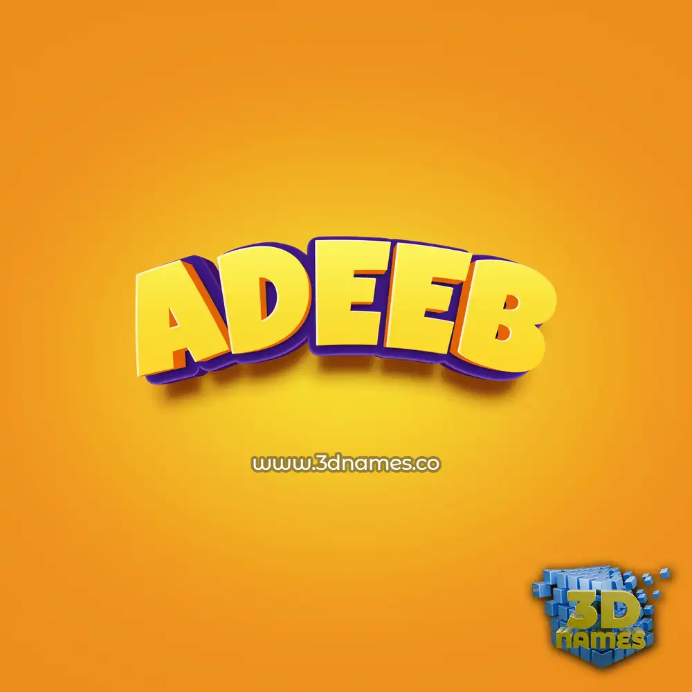 adeeb in Orange Toon style - 3D name wallpaper