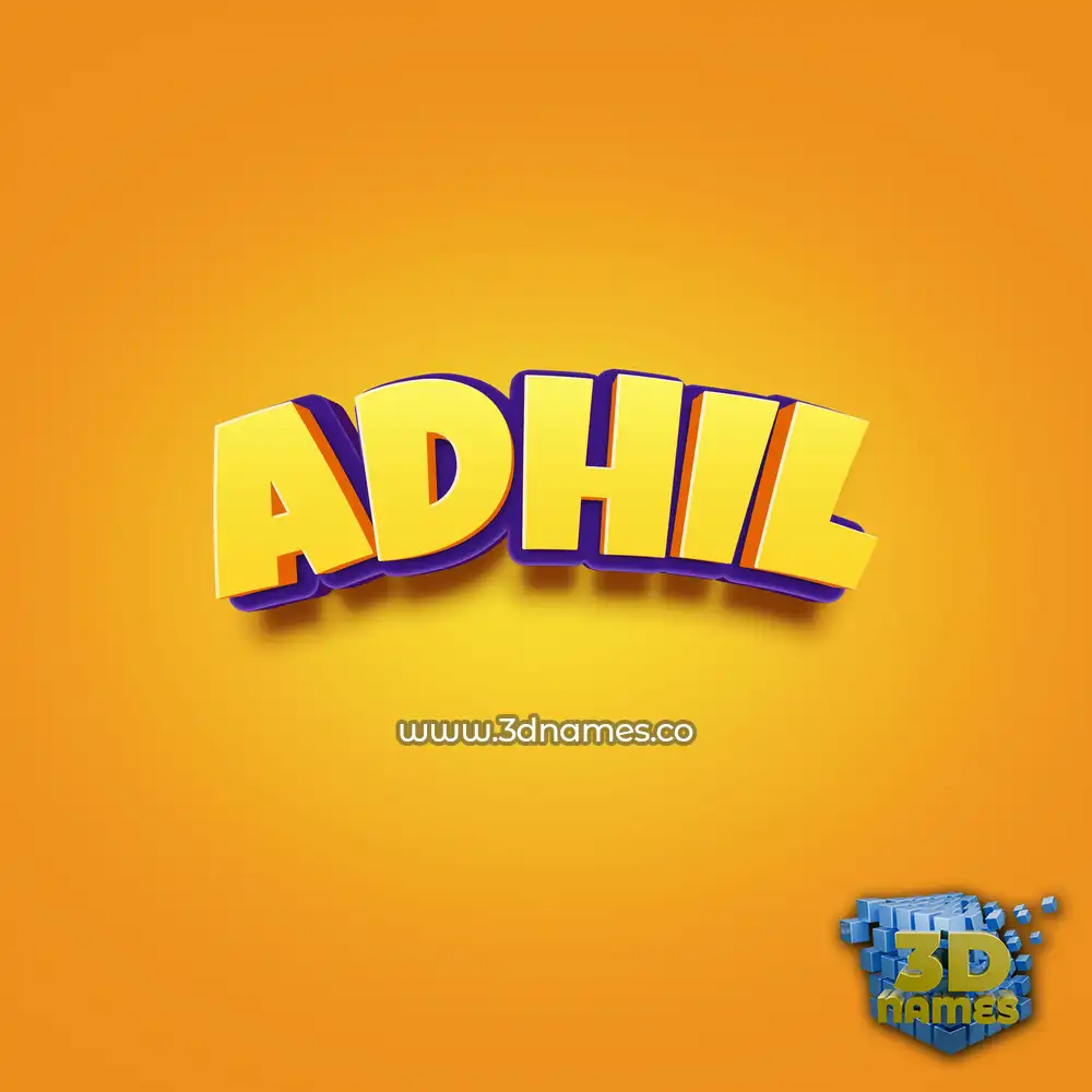 adhil in Orange Toon style - 3D name wallpaper