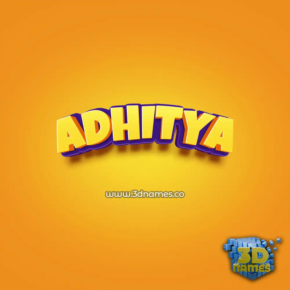 adhitya in Orange Toon style - 3D name wallpaper