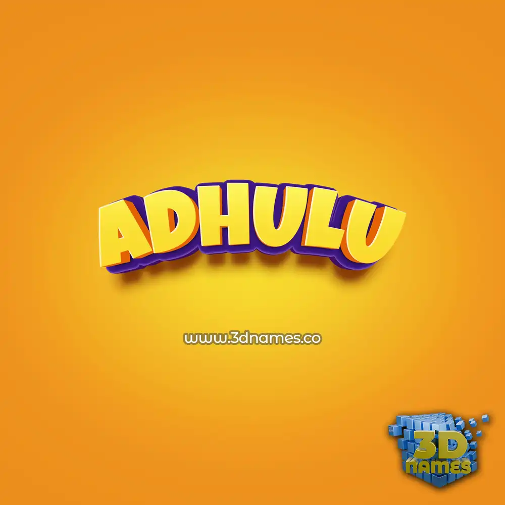 adhulu in Orange Toon style - 3D name wallpaper