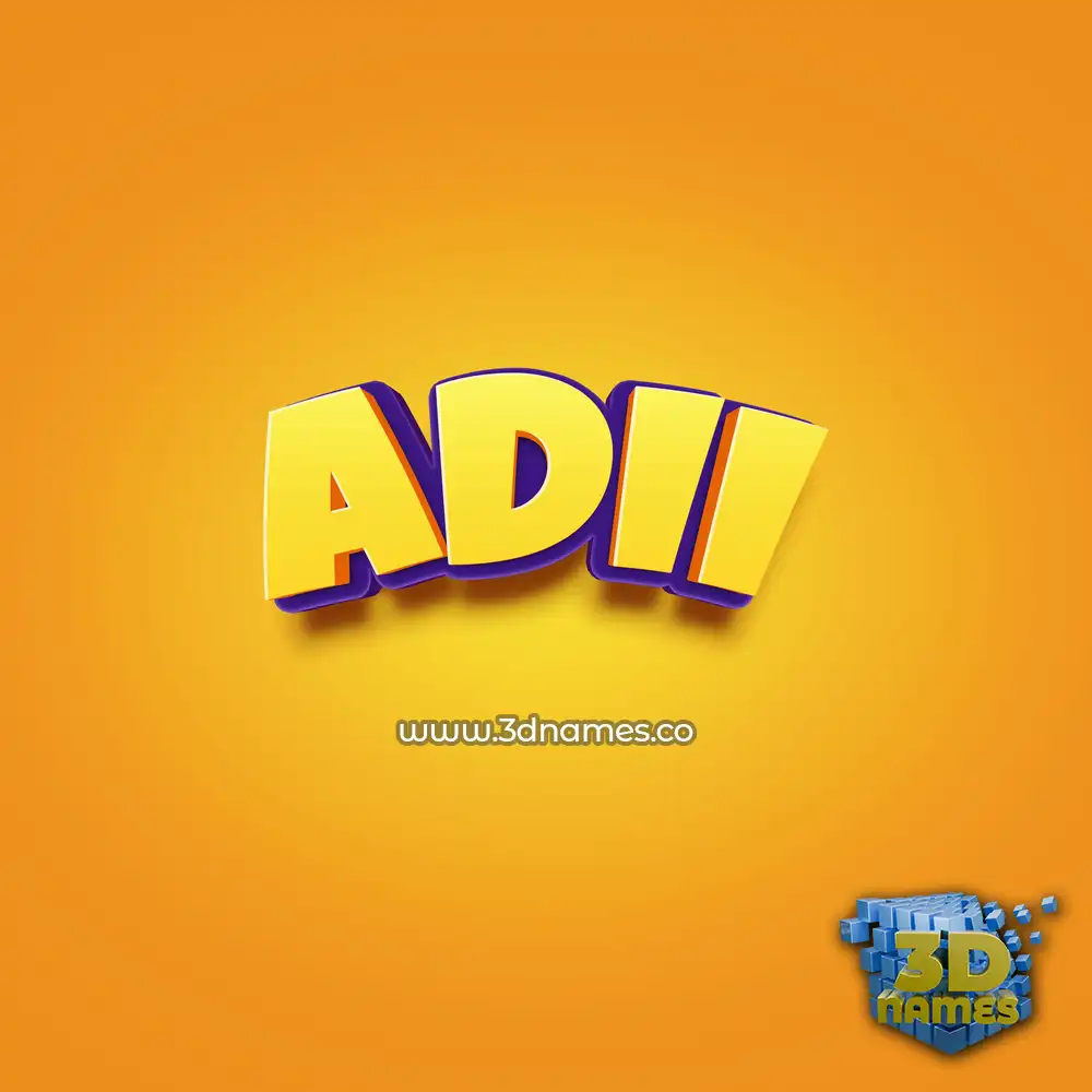 adii in Orange Toon style - 3D name wallpaper