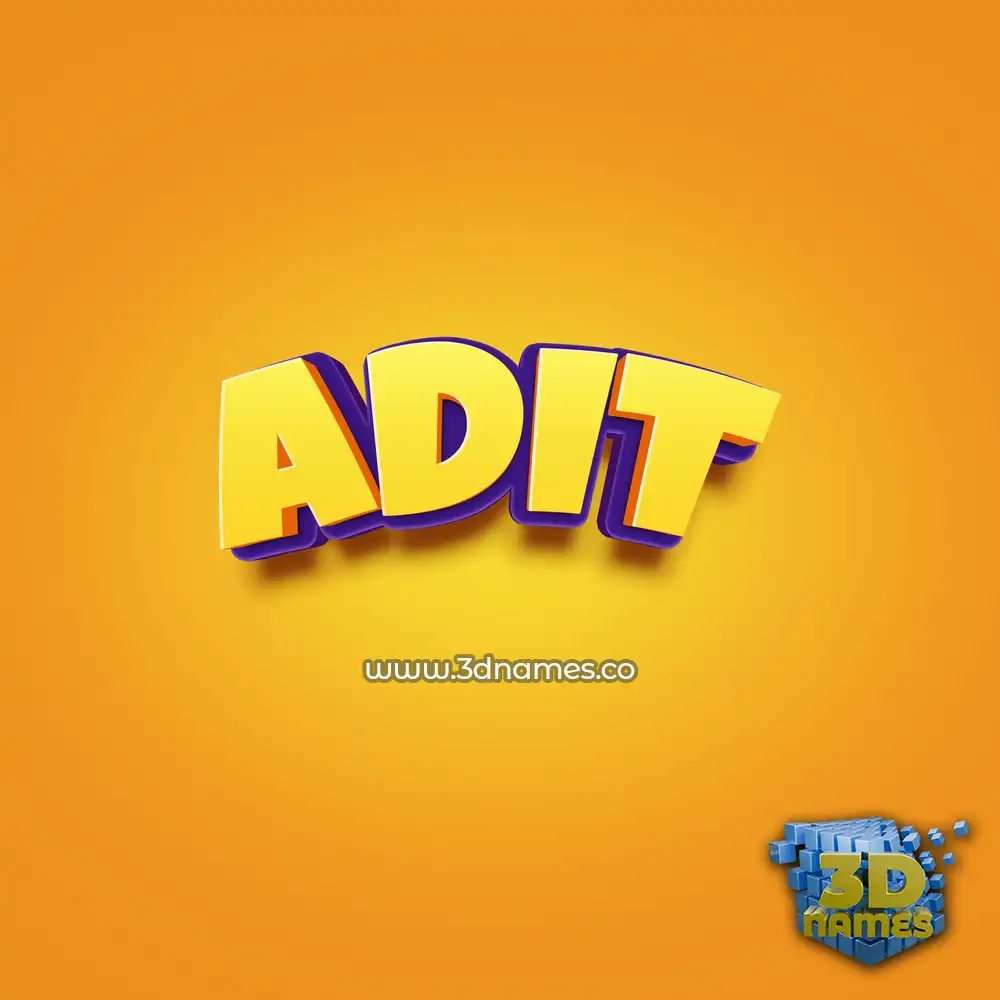 adit in Orange Toon style - 3D name wallpaper