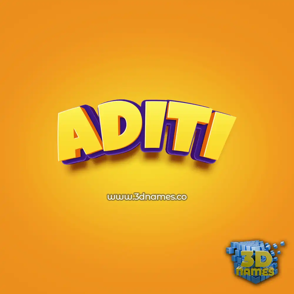 aditi in Orange Toon style - 3D name wallpaper