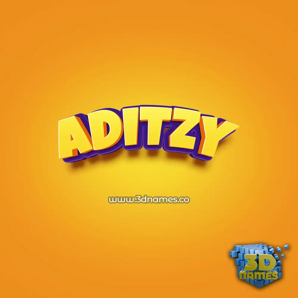 aditzy in Orange Toon style - 3D name wallpaper