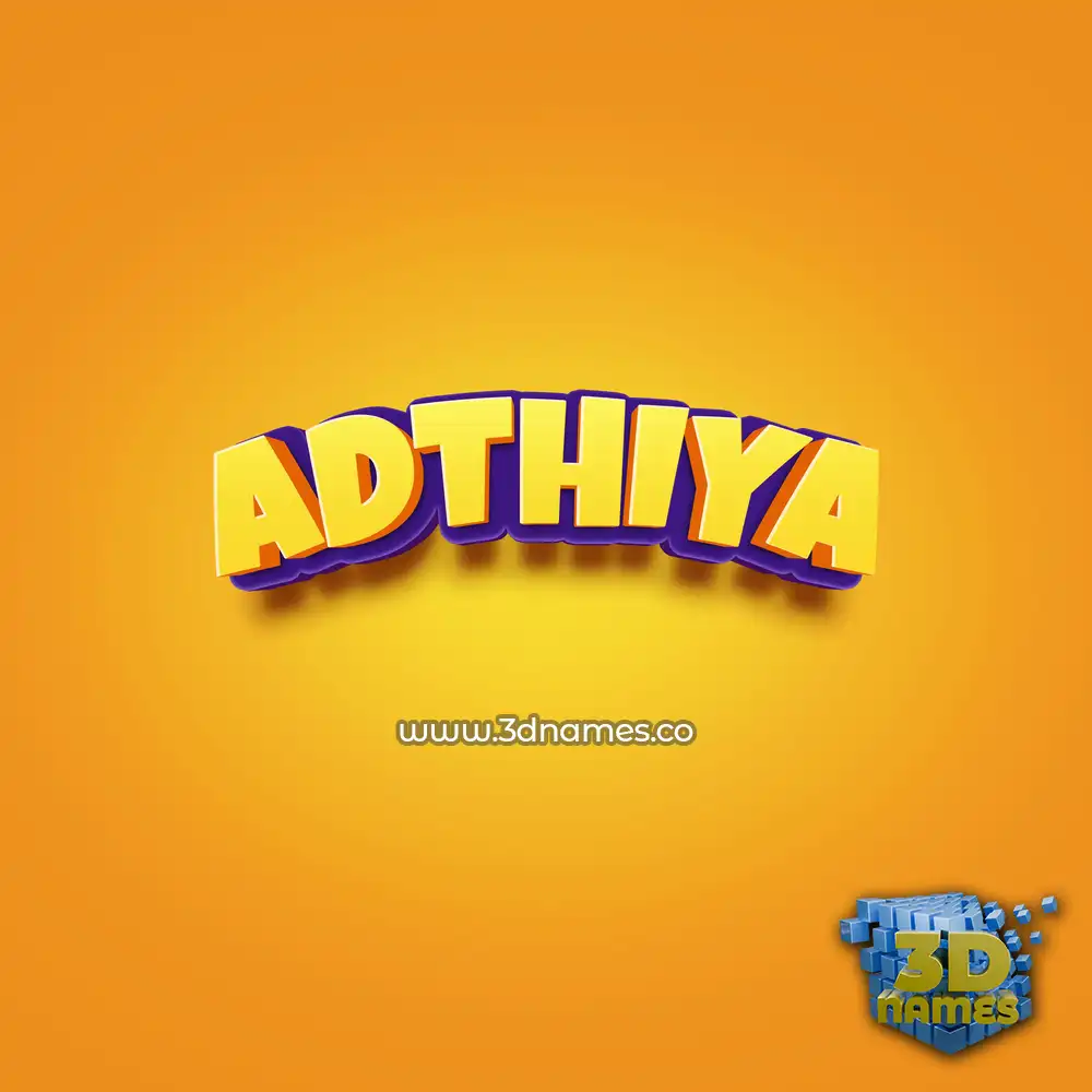adthiya in Orange Toon style - 3D name wallpaper