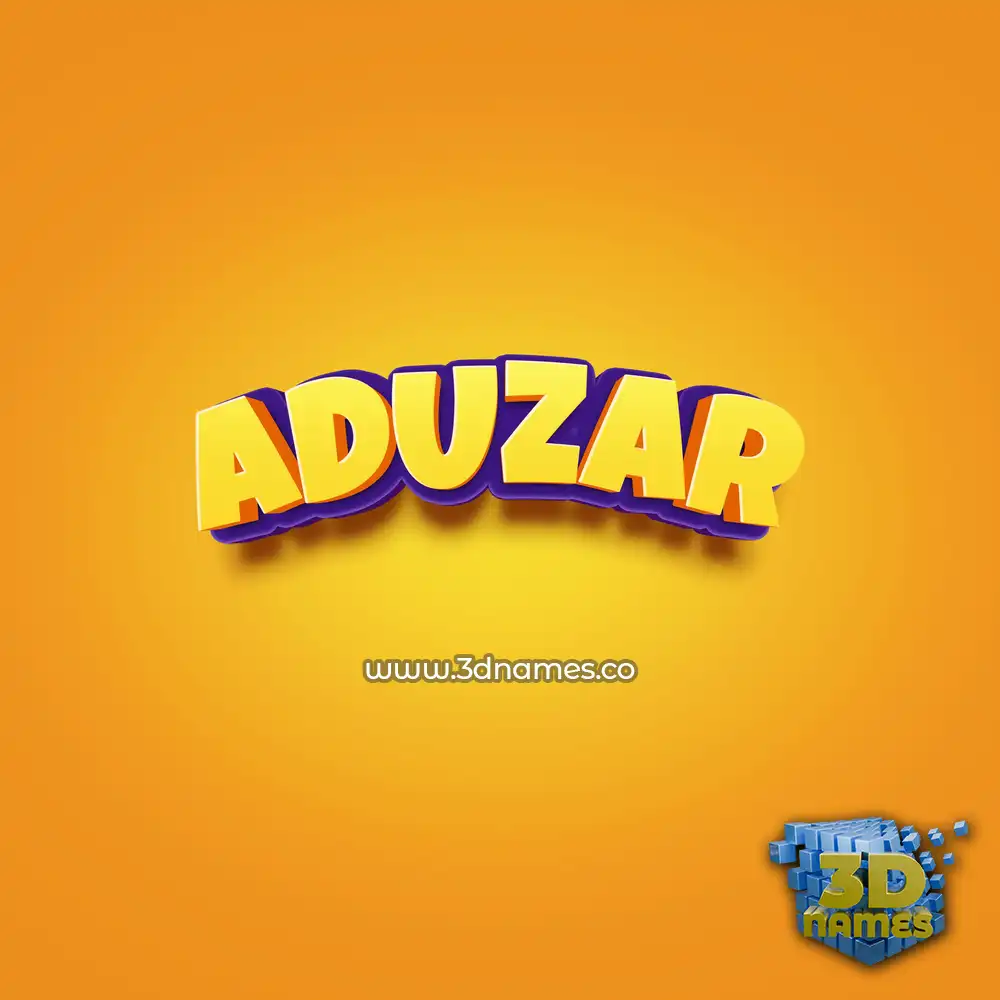 aduzar in Orange Toon style - 3D name wallpaper
