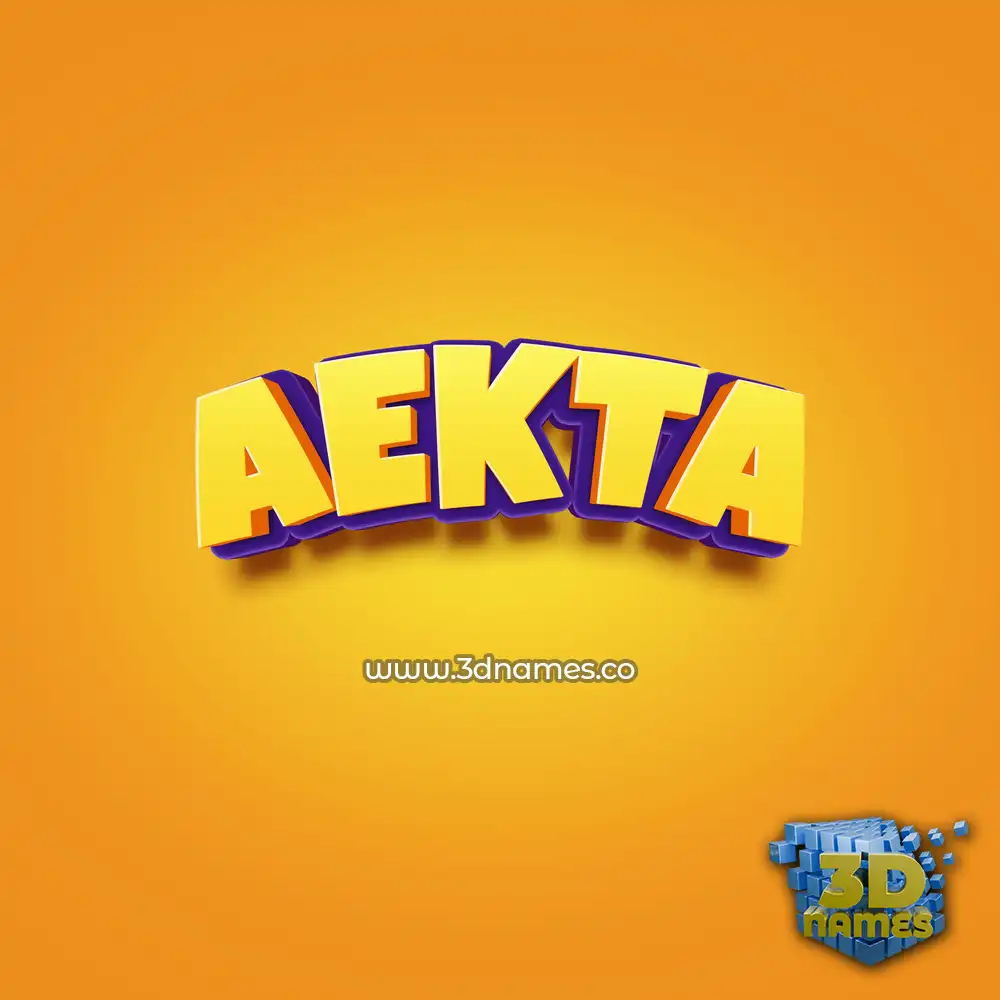 aekta in Orange Toon style - 3D name wallpaper