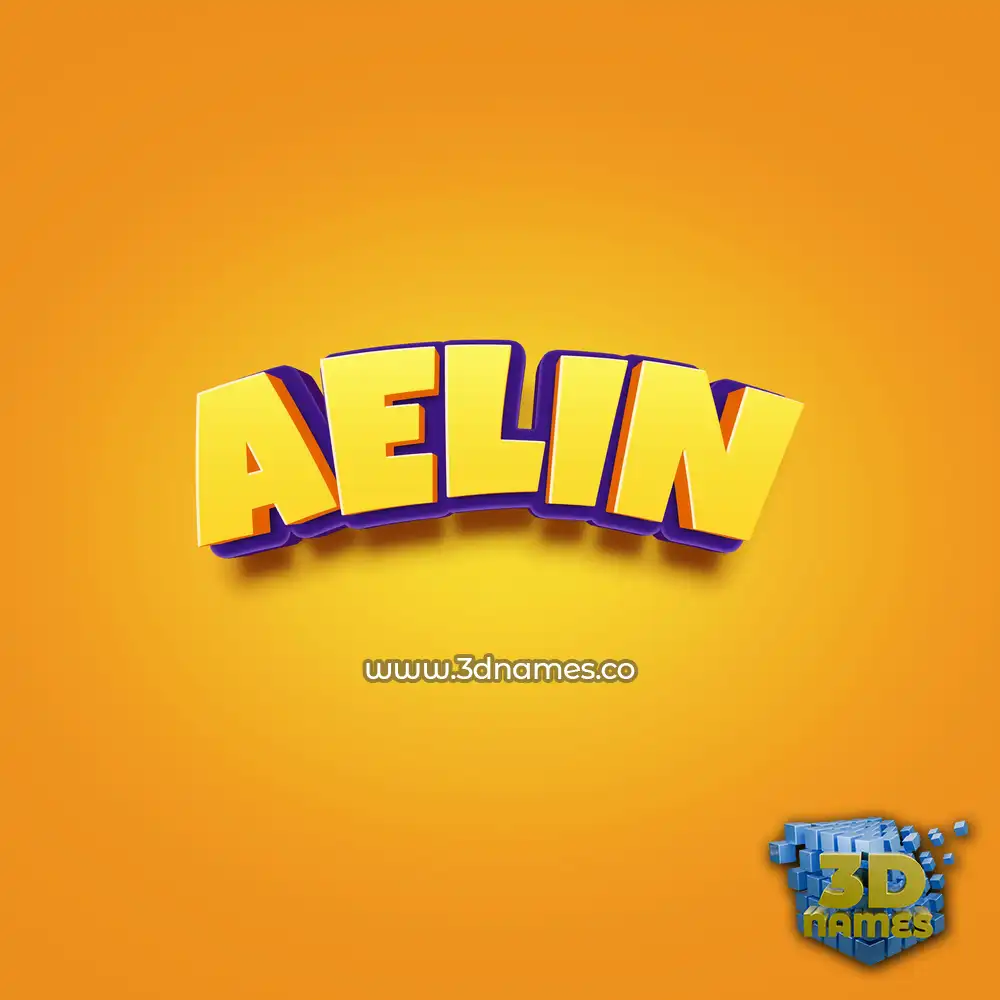 aelin in Orange Toon style - 3D name wallpaper