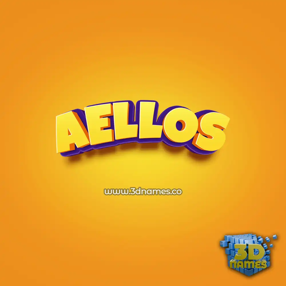 aellos in Orange Toon style - 3D name wallpaper