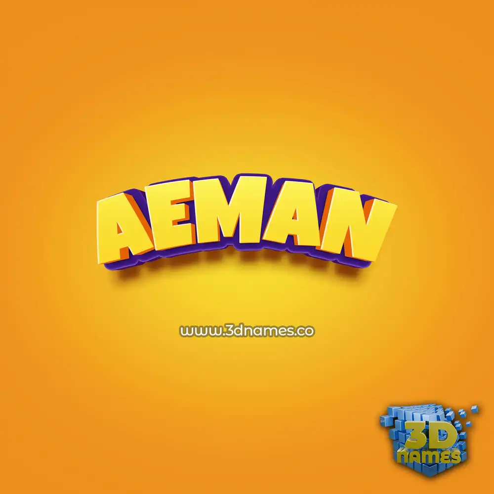 aeman in Orange Toon style - 3D name wallpaper