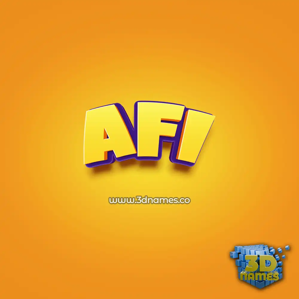 afi in Orange Toon style - 3D name wallpaper