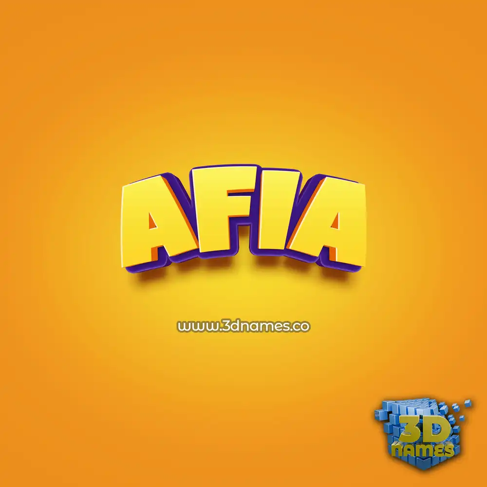 afia in Orange Toon style - 3D name wallpaper