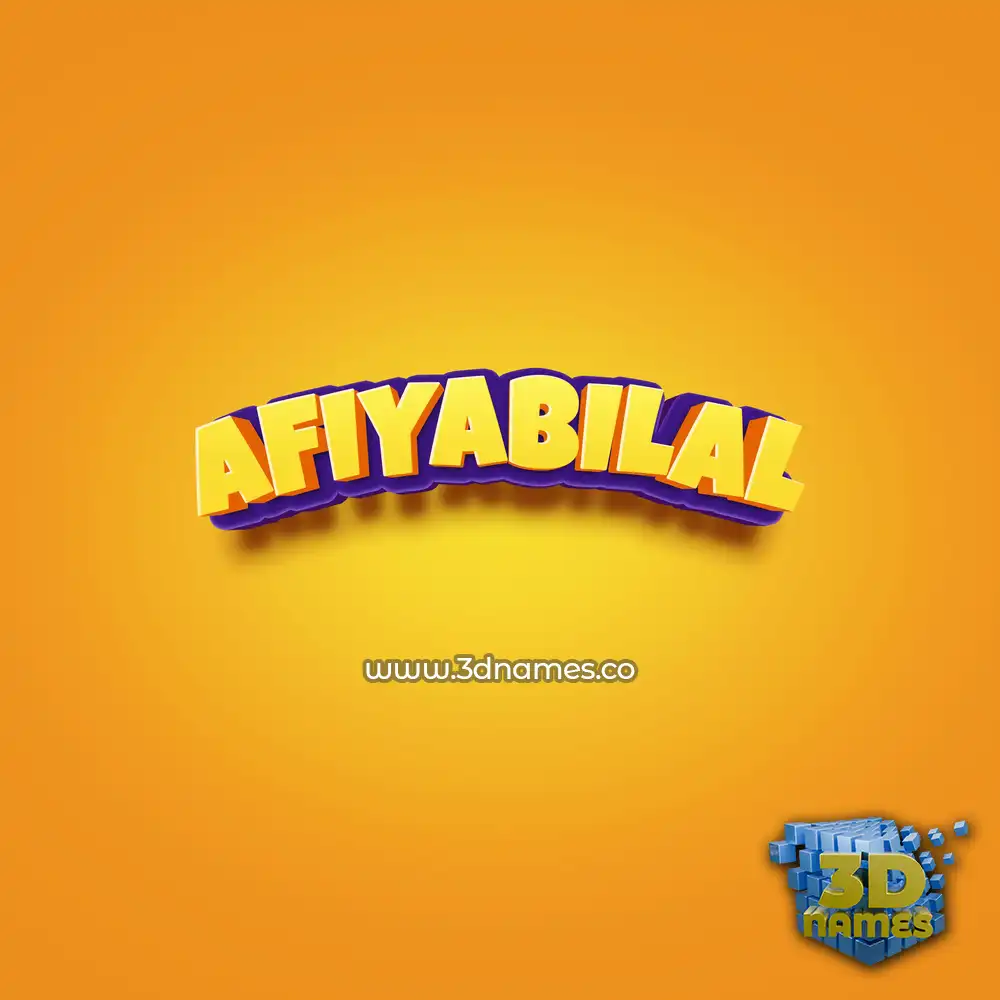 afiyabilal in Orange Toon style - 3D name wallpaper