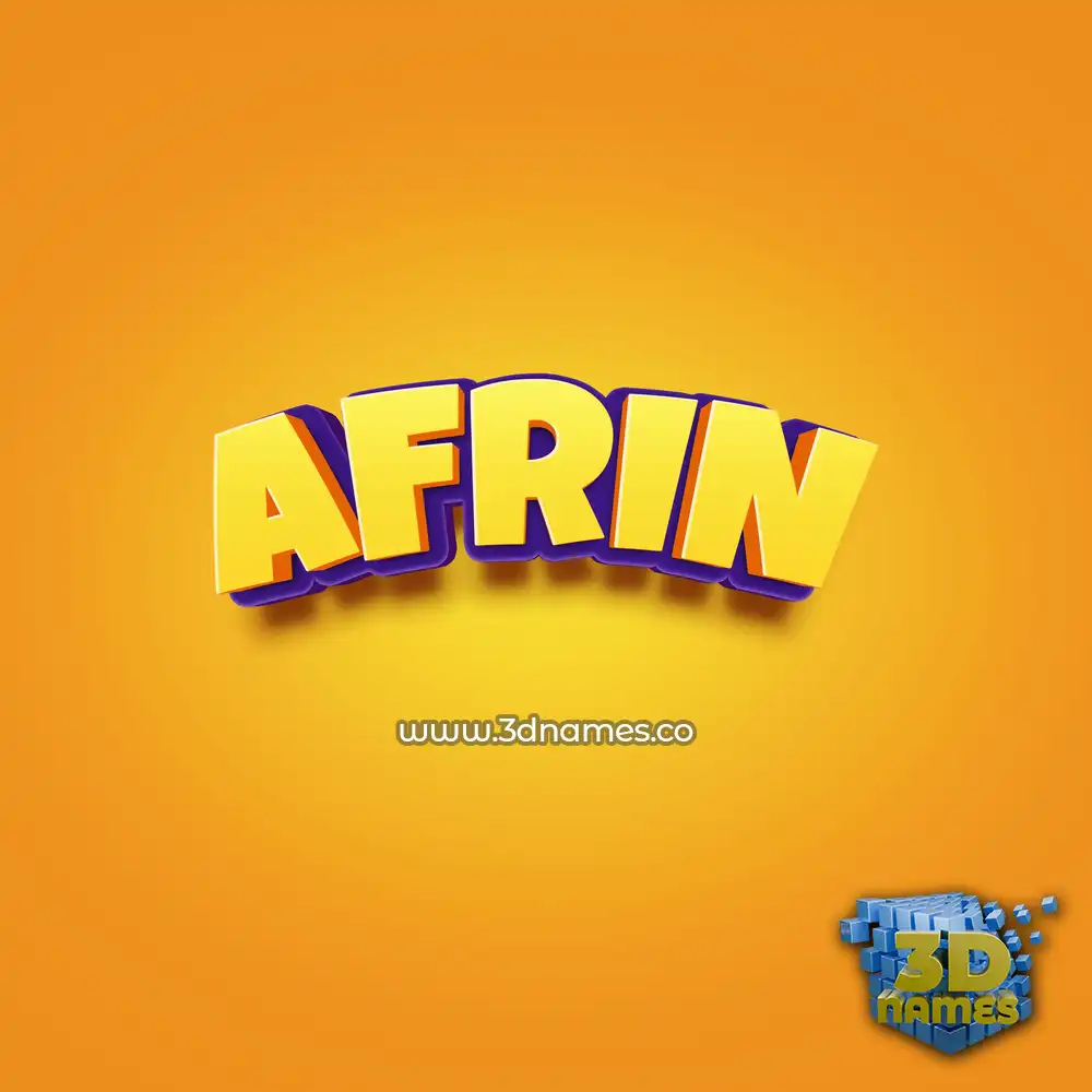 afrin in Orange Toon style - 3D name wallpaper
