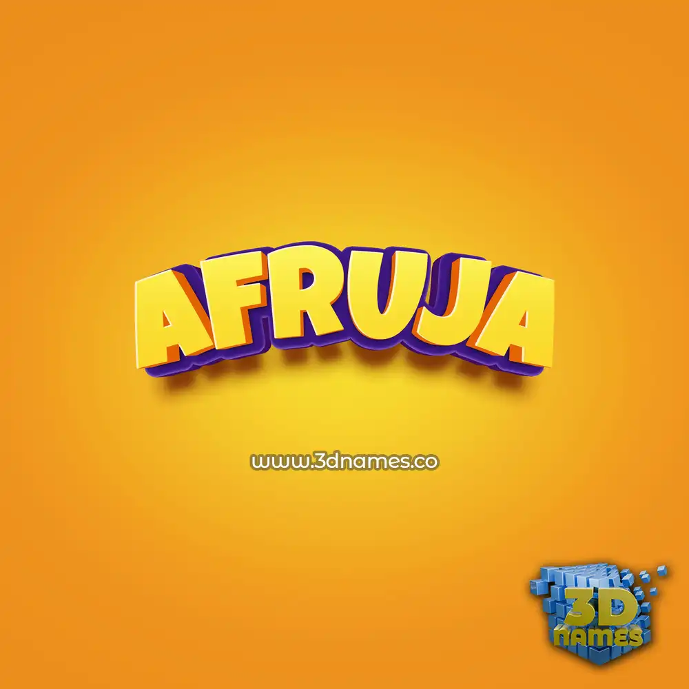 afruja in Orange Toon style - 3D name wallpaper