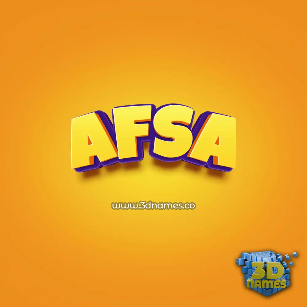 afsa in Orange Toon style - 3D name wallpaper