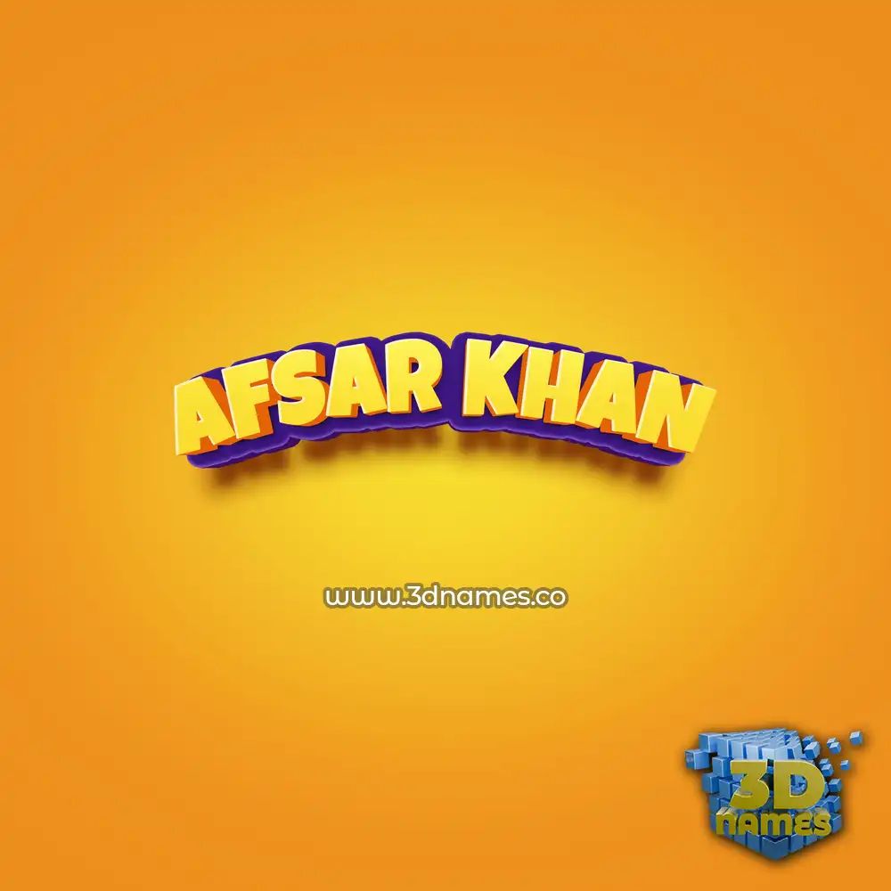 afsar khan in Orange Toon style - 3D name wallpaper