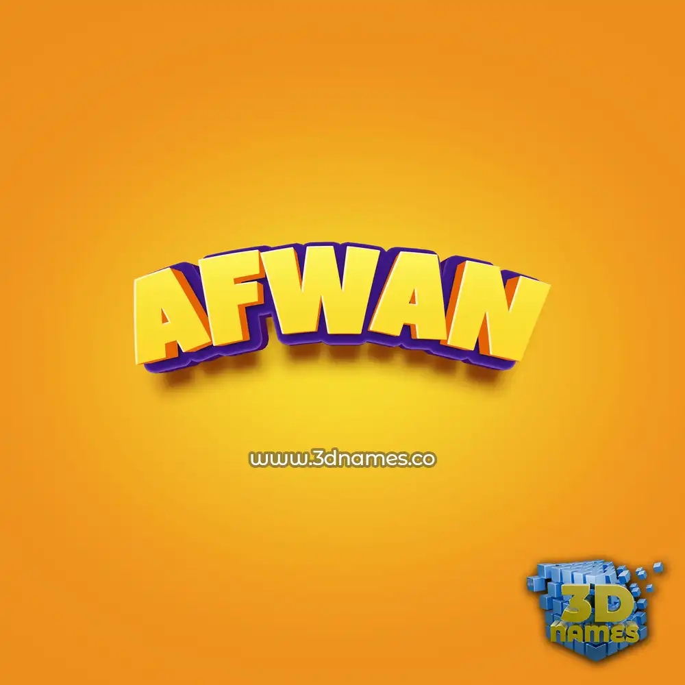 afwan in Orange Toon style - 3D name wallpaper