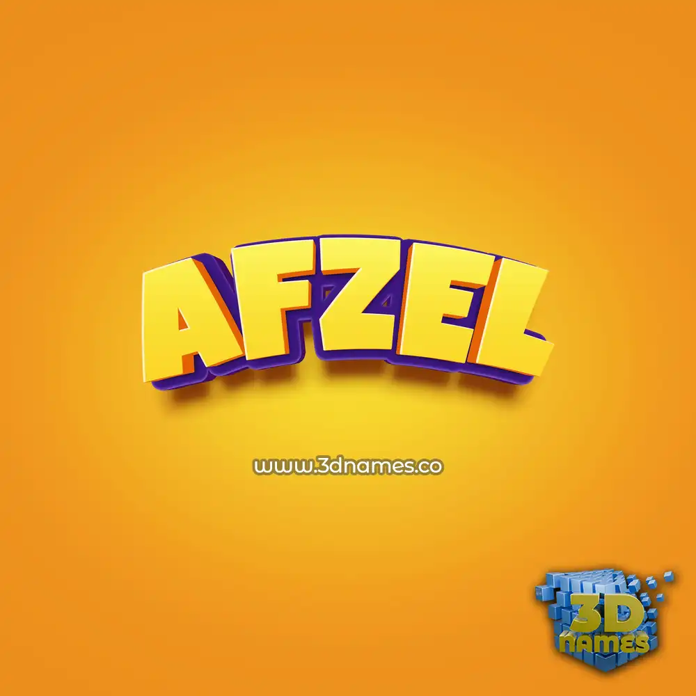 afzel in Orange Toon style - 3D name wallpaper