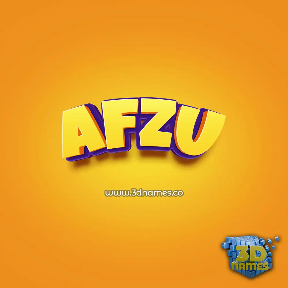 afzu in Orange Toon style - 3D name wallpaper
