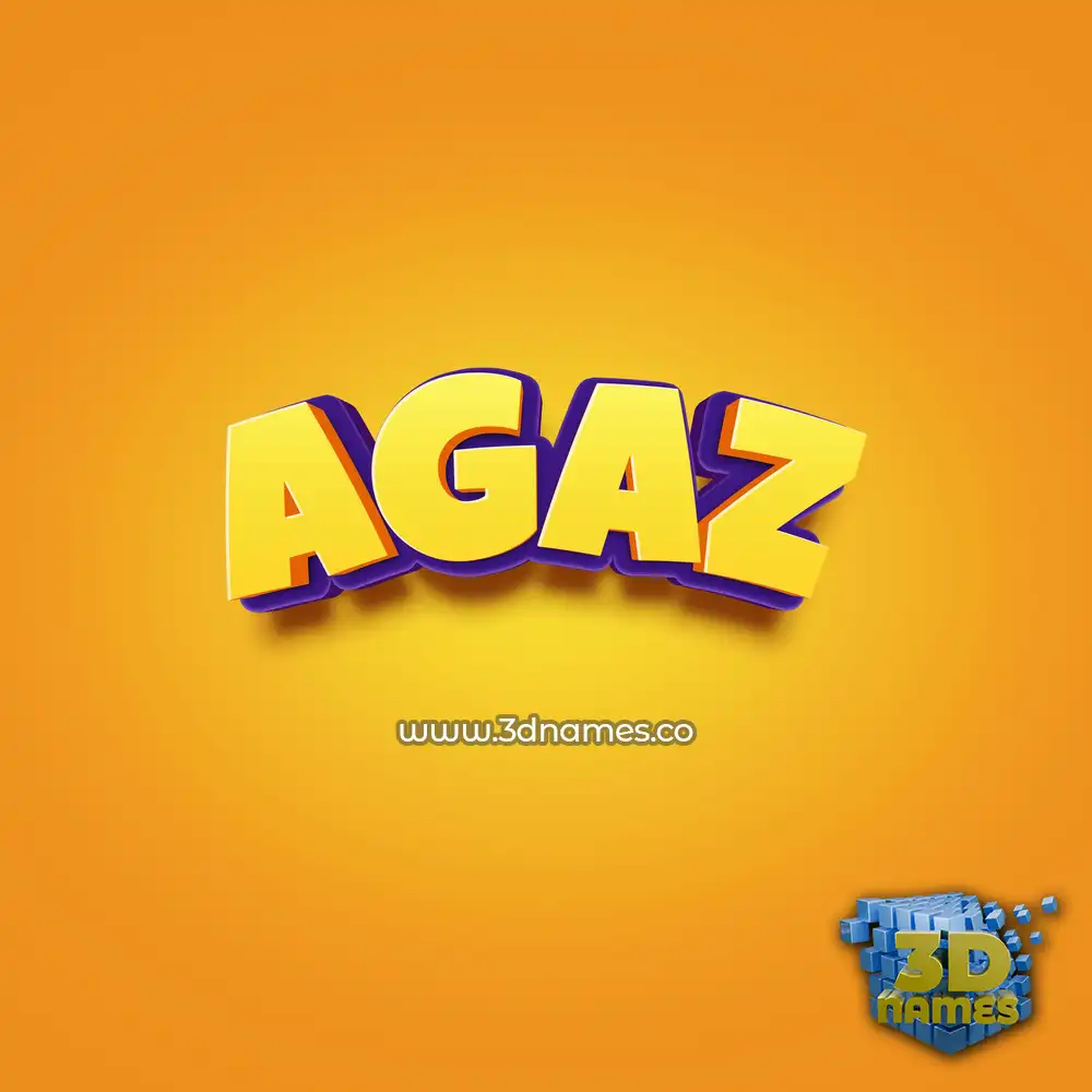 agaz in Orange Toon style - 3D name wallpaper