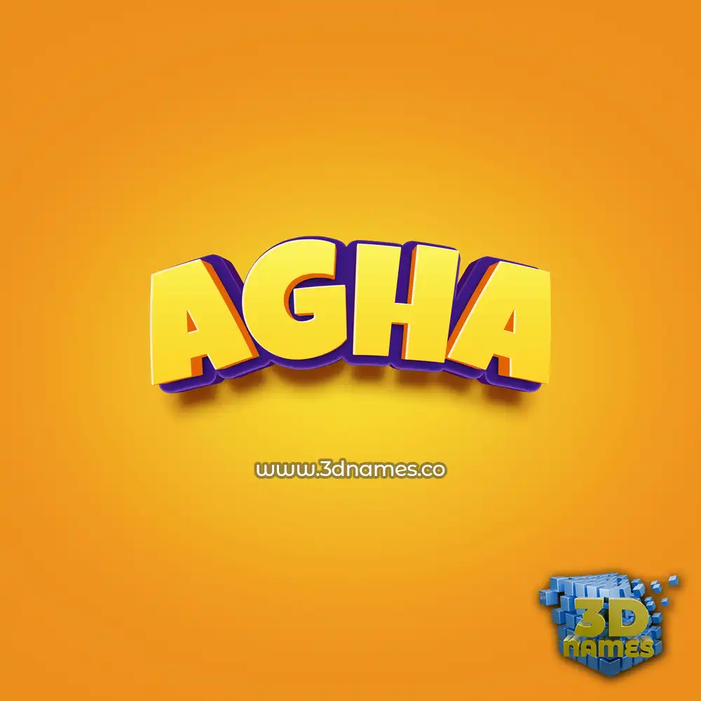 agha in Orange Toon style - 3D name wallpaper