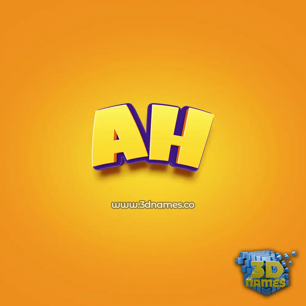 ah in Orange Toon style - 3D name wallpaper