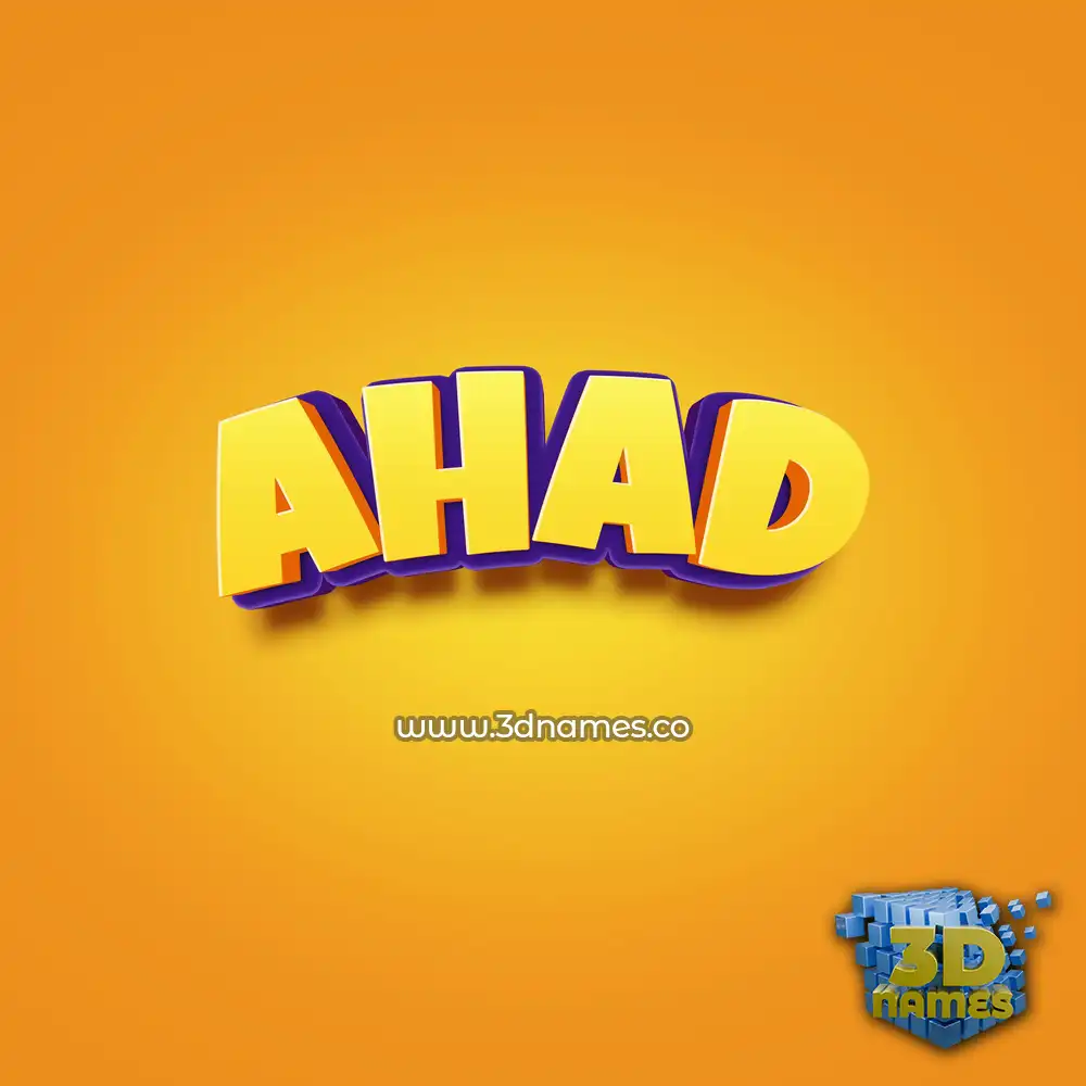 ahad in Orange Toon style - 3D name wallpaper