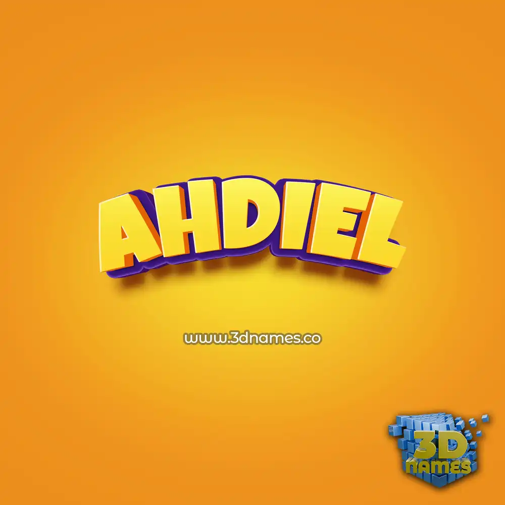 ahdiel in Orange Toon style - 3D name wallpaper