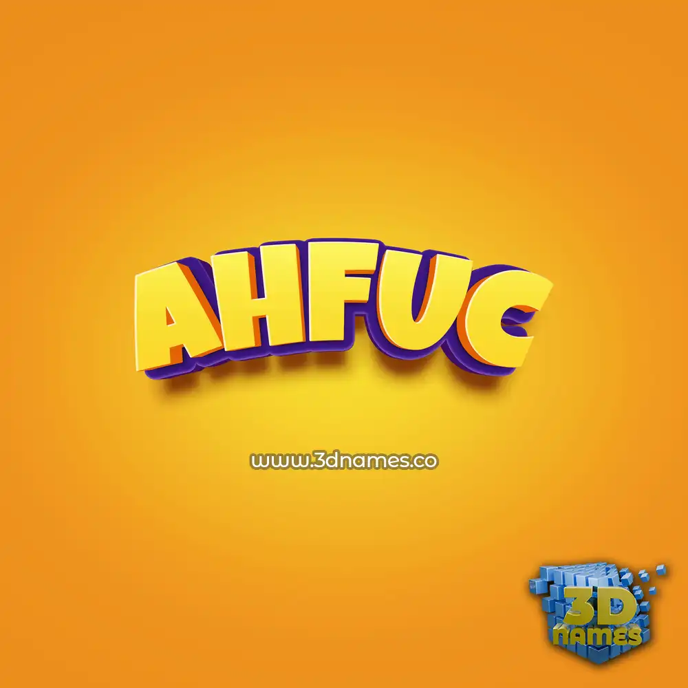 ahfuc in Orange Toon style - 3D name wallpaper