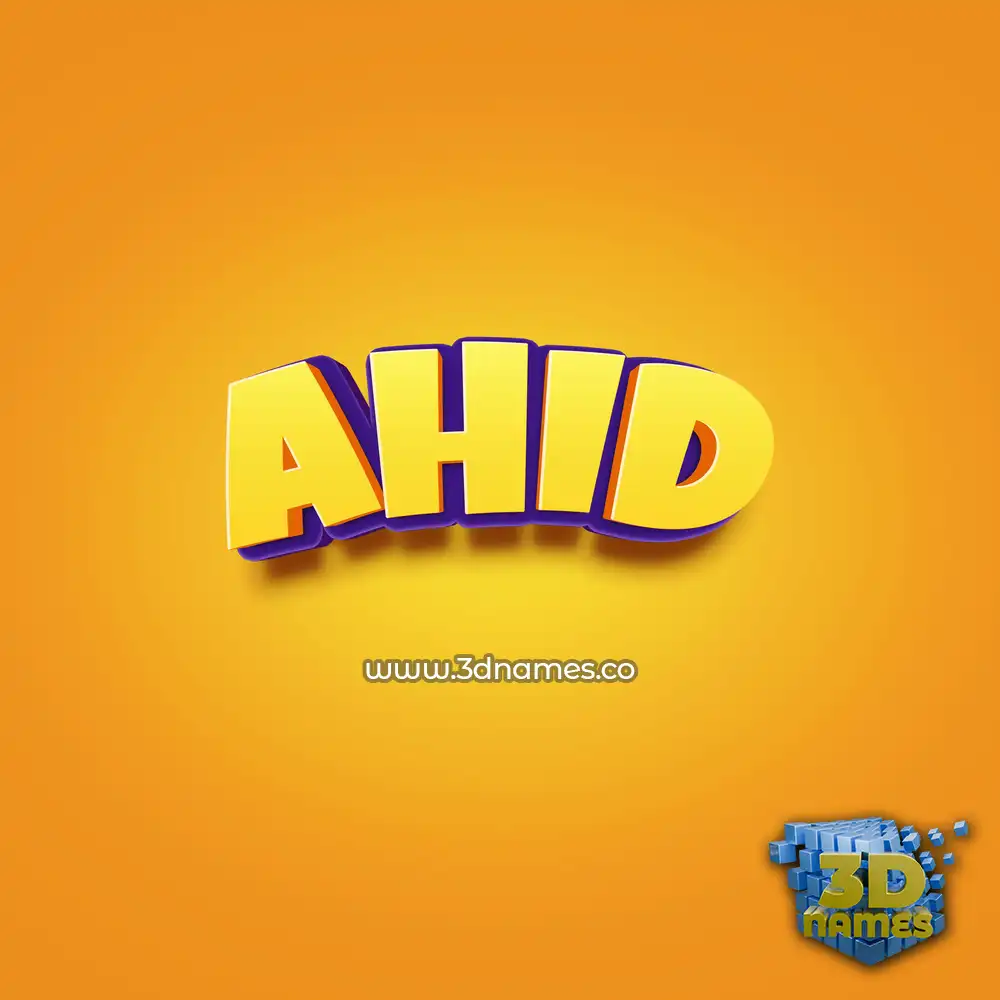 ahid in Orange Toon style - 3D name wallpaper